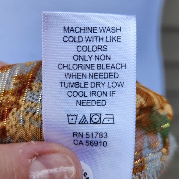 Maurices Plus Blouson Sleeve Blouse Metallic Sheer NWT Leaf Print Fall Autumn - Picture 15 of 16